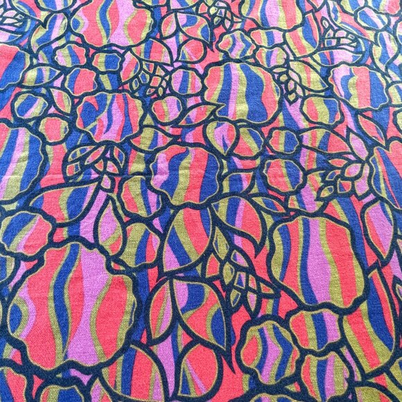 Vintage 70s curtain, orange, pink, blue, green abstract print, price per panel - Picture 5 of 13